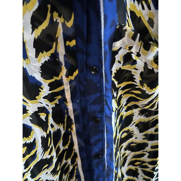 Alberto Makali Sheer Leopard Print Blouse Mesh Sleeve Size M - Picture 3 of 7